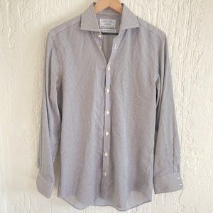 Charles Tyrwhitt Black And White Striped Button Down Shirt